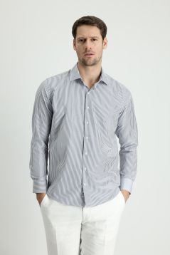 Long Sleeve Patterned Slim Fit Shirt