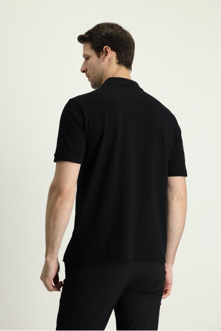 T-Shirt mit Polokragen, bestickt, Regular Fit