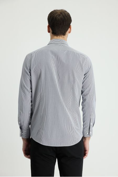 Long Sleeve Patterned Slim Fit Shirt