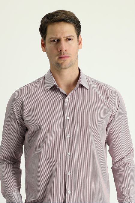 Long Sleeve Patterned Slim Fit Shirt