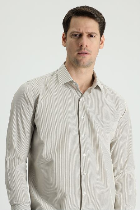 Long Sleeve Patterned Slim Fit Shirt