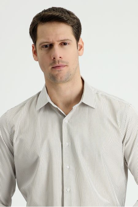 Long Sleeve Patterned Slim Fit Shirt