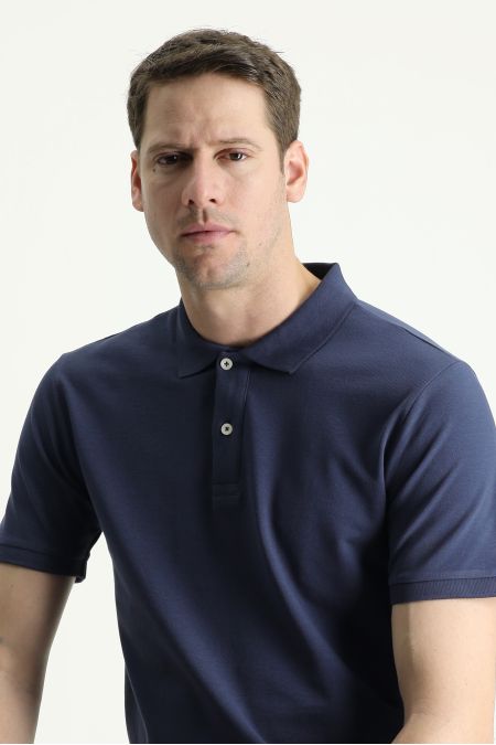 Slim-Fit Besticktes Baumwoll-Polo-Kragen T-Shirt