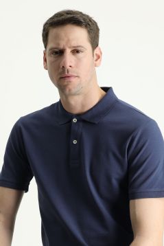 Slim Fit Embroidered Cotton Polo Collar T-Shirt