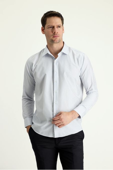 Long Sleeve Patterned Slim Fit Shirt