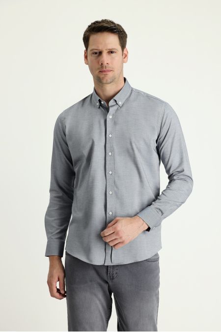 Langarm-Oxford-Hemd, Slim Fit, Button-Down-Kragen