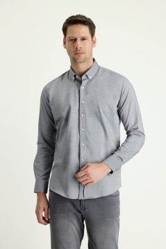 Long Sleeve Slim Fit Button-Down Collar Oxford Shirt