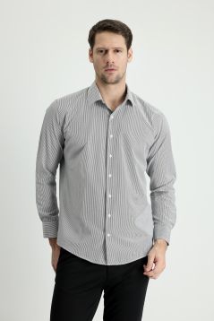 Long Sleeve Patterned Slim Fit Shirt