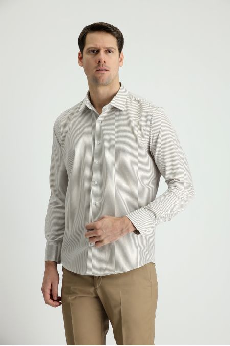 Long Sleeve Patterned Slim Fit Shirt