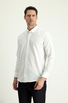 Long Sleeve Slim Fit Button-Down Collar Oxford Shirt