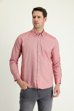 Long Sleeve Slim Fit Button-Down Collar Oxford Shirt