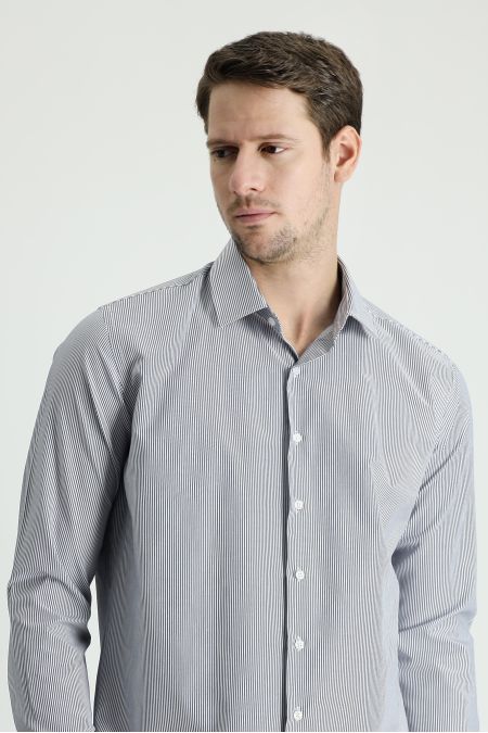 Long Sleeve Patterned Slim Fit Shirt