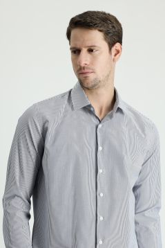 Long Sleeve Patterned Slim Fit Shirt