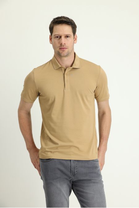 T-Shirt mit Polokragen, bestickt, Regular Fit