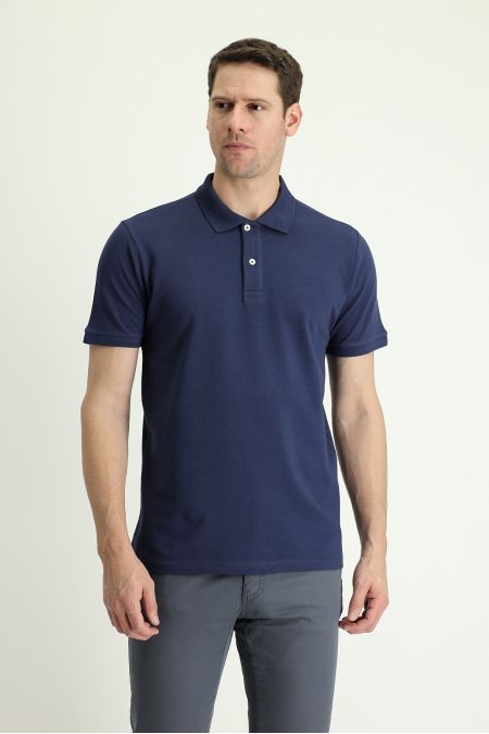 Slim-Fit Besticktes Baumwoll-Polo-Kragen T-Shirt