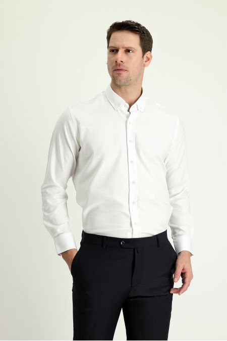 Long Sleeve Slim Fit Button-Down Collar Oxford Shirt