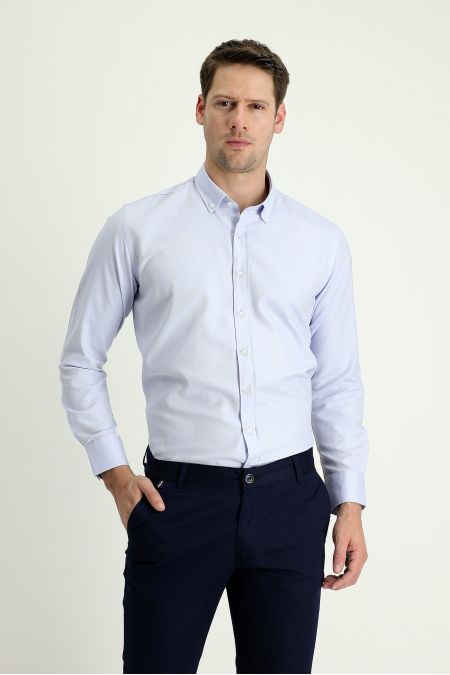 Langarm-Oxford-Hemd, Slim Fit, Button-Down-Kragen