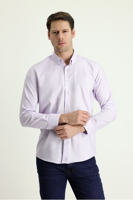 Long Sleeve Slim Fit Button-Down Collar Oxford Shirt