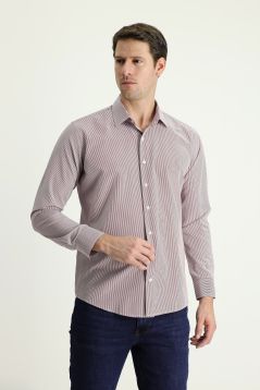 Long Sleeve Patterned Slim Fit Shirt