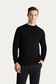 Bateau Neck Slim Fit Seamless Patterned Knit Sweater