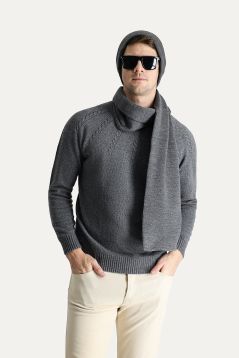 Bato-Kragen nahtlos gemusterter Strickpullover/Pullover, Slim Fit