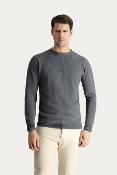 Bato Collar Slim Fit Seamless Patterned Knitwear Sweater/ Jumper