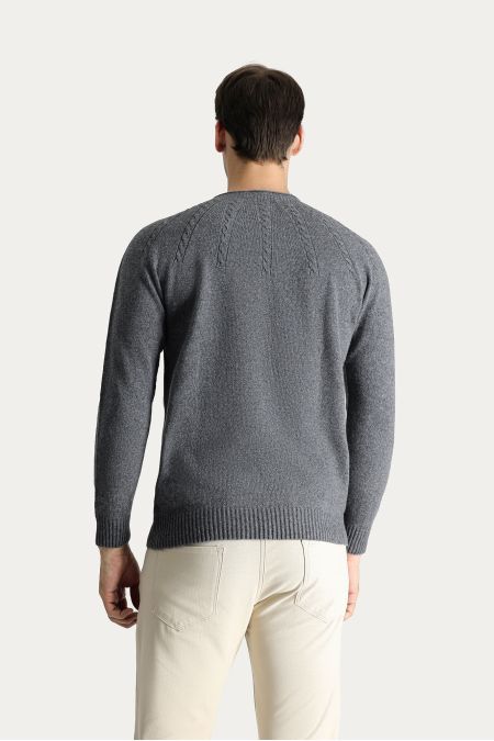 Bateau Neck Slim Fit Seamless Patterned Knit Sweater