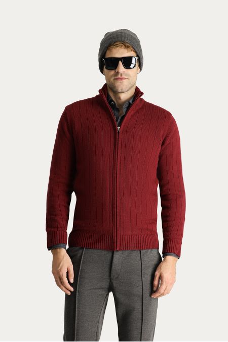 Zippered Knitwear Cardigan