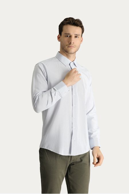 Long Sleeve Patterned Slim Fit Shirt