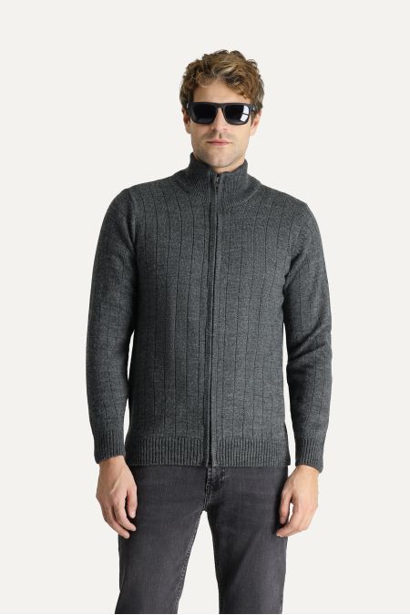 Zippered Knitwear Cardigan