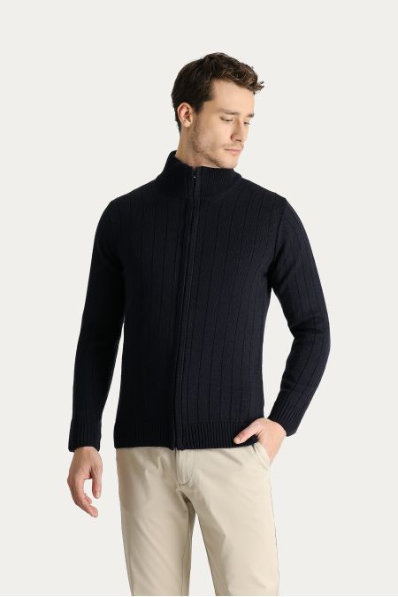 Zippered Knitwear Cardigan