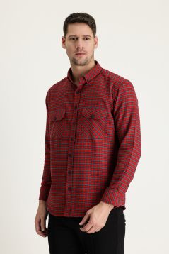 Long Sleeve Plaid Slim Fit Shirt