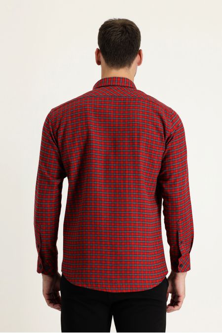 Long Sleeve Plaid Slim Fit Shirt