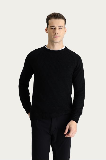 Rundhals Regular-Fit Gemusterter Strickpullover