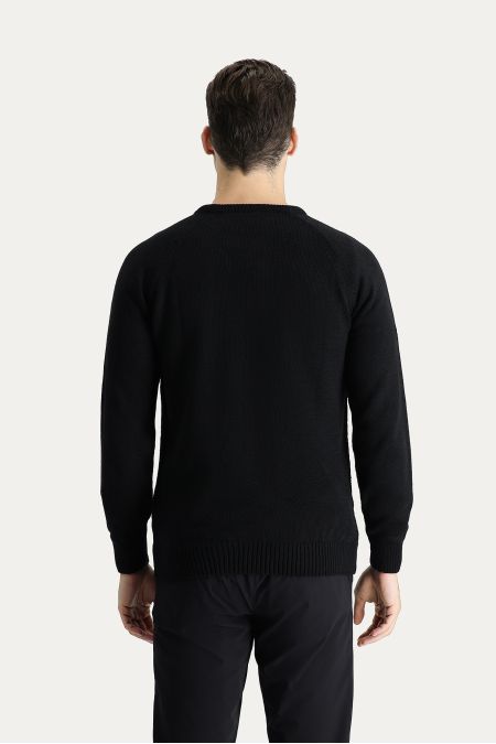 Rundhals Regular-Fit Gemusterter Strickpullover