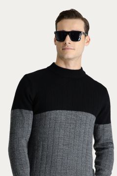 Crew Neck Slim Fit Patterned Knit Sweater