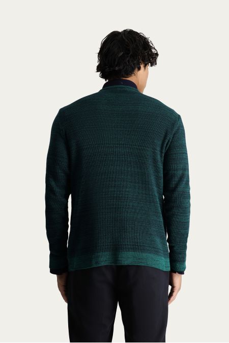 Crew Neck Slim Fit Patterned Cotton Knit Sweater