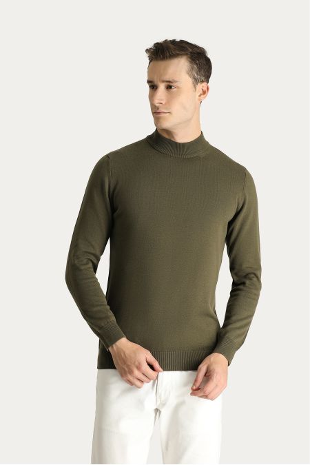 Bateau Neck Slim Fit Cotton Knit Sweater