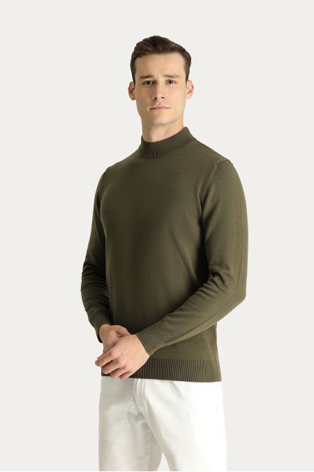 Bateau Neck Slim Fit Cotton Knit Sweater