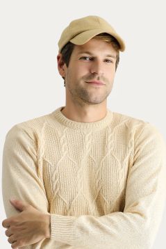 Pullover mit Rundhalsausschnitt, Gemusterte Wolle, Slim Fit