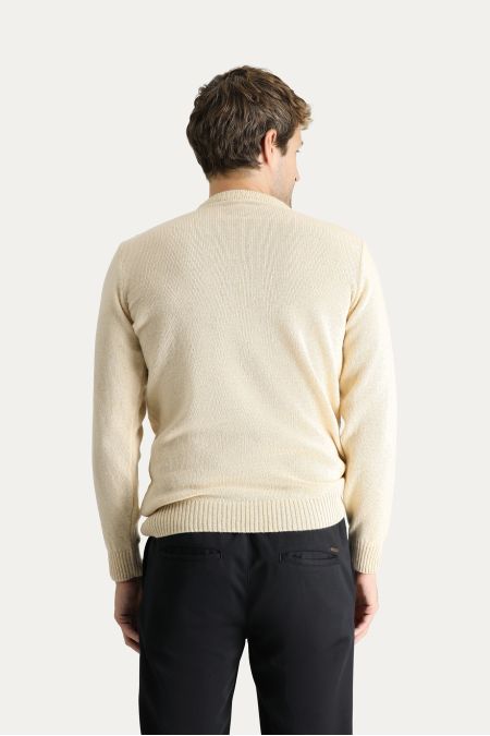 Crew Neck Patterned Wool Slim Fit Jumper