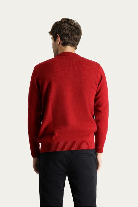 Pullover mit Rundhalsausschnitt, Gemusterte Wolle, Slim Fit