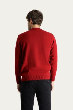 Pullover mit Rundhalsausschnitt, Gemusterte Wolle, Slim Fit