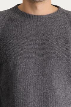 Crew Neck Patterned Wool Slim Fit Jumper