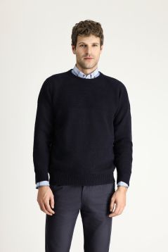 Crew Neck Patterned Wool Slim Fit Jumper