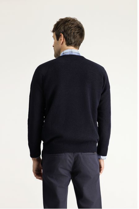 Crew Neck Patterned Wool Slim Fit Jumper