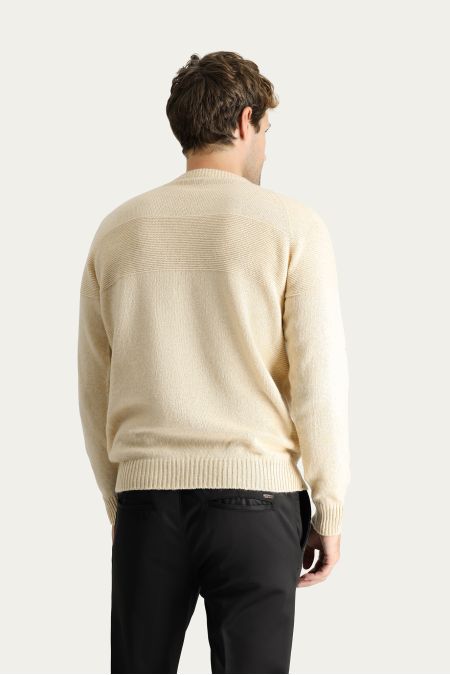 Pullover mit Rundhalsausschnitt, Gemusterte Wolle, Slim Fit