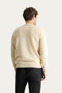 Crew Neck Patterned Wool Slim Fit Jumper