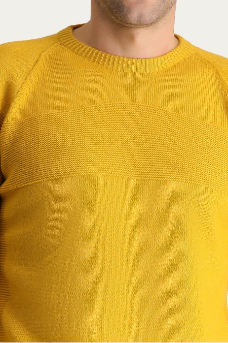 Crew Neck Patterned Wool Slim Fit Jumper