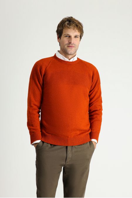 Pullover mit Rundhalsausschnitt, Gemusterte Wolle, Slim Fit